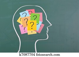 Human brain and colorful question mark Human brain and colorful question mark