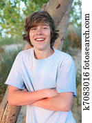 sorrindo, menino adolescente