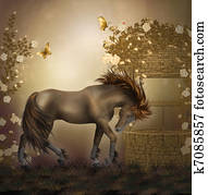 סוס, ב, a, ורדים, גן