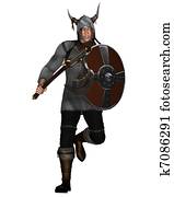 פנטזיה, סיגנון, ויקינג, לוחם, תקוף