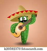 cactus with sombrero and guitar cactus with sombrero and guitar
