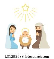 Cartoon Nativity Scene