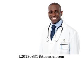 Smiling african male doctor posing