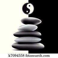 Yin Yang Pebble Stacks. Vector