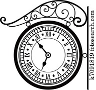 וקטור, ראטרו, רחוב, שעון