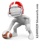 3d, לבן, אנשים., כדורגל אמריקאי, player., ראגבי