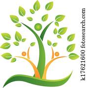 baum, mit, abstrakt, leute, logo