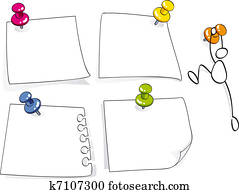 engraçado, notas, com, tachas