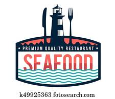 Modern Premium Seafood Restaurant Logo Badge Illustration Modern Premium Seafood Restaurant Logo Badge Illustration