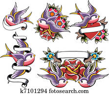 swallow tattoo set swallow tattoo set