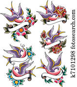 swallow tattoo set swallow tattoo set