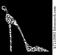 Chic Damask High Heeled Shoe white on black Chic Damask High Heeled Shoe white on black
