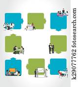 geschäftsmenschen, auf, arbeit, prozess