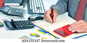 Hands of accountant man