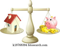 House or savings scale concept House or savings scale concept