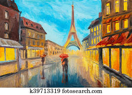 Oil painting of Eiffel tower, France Oil painting of Eiffel tower, France
