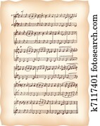 Vintage paper with handmade musical notes. Vintage paper with handmade musical notes.