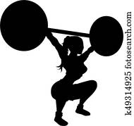 Weightlifting woman silhouette Weightlifting woman silhouette