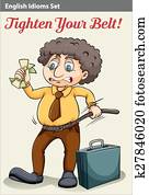 A man tightening his belt