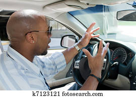 Angry Man Experiencing Road Rage