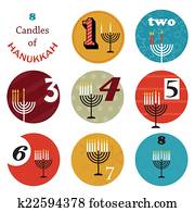 hanukkah, 8, velas, para, oito, dia, feriado