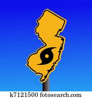 New Jersey warning sign with hurricane New Jersey warning sign with hurricane