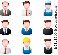 pessoas, ícones, -, escritório