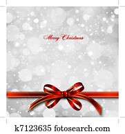 Red bow on a magical Christmas card. Vector Red bow on a magical Christmas card. Vector