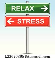 Relax and stress sign concept