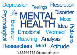 saúde mental, palavra, nuvem
