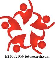 Teamwork people heart shape logo