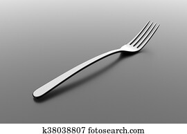 zilver, vork, op, grijze, achtergrond