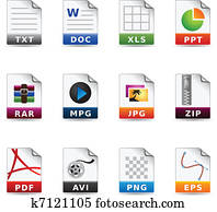 ícones correia fotorreceptora, -, arquivo, tipos