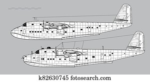 Blohm & Voss BV 222 Wiking. Outline vector drawing Blohm & Voss BV 222 Wiking. Outline vector drawing