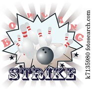 bowling, vector, illustratie