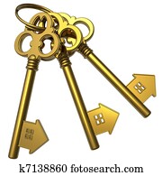 Bunch of golden house-shape keys