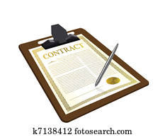 contrato, con, pluma, ilustración