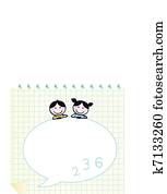Happy cute Kids & Doodle notepad with Grid isolated on white Happy cute Kids & Doodle notepad with Grid isolated on white