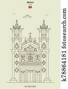 Holy Cross Church in Braga, Portugal. Landmark icon Holy Cross Church in Braga, Portugal. Landmark icon