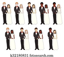 novia y novio, diferente, piel, color