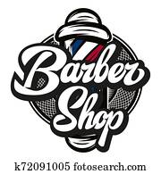 Vector illustration with barber pole and calligraphic inscription Vector illustration with barber pole and calligraphic inscription