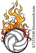 Volleyball Flaming Ball Vector Cart Volleyball Flaming Ball Vector Cart