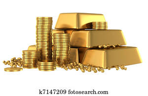 3d gold bars and coins 3d gold bars and coins