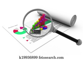 business vysvědčení, s, magnifying glass