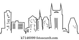 caricatura, nashville, silueta