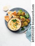 Falafel with hummus and pita bread Falafel with hummus and pita bread