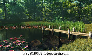 Forest Pond, 3d CG Forest Pond, 3d CG