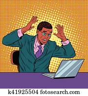 geschäftsmann, in, panik, lesende, notizbuch