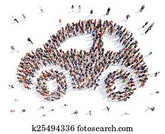 persone, forma, di, uno, automobile.