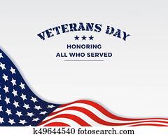 Veterans Day and White Background With Wavy USA Flag Design Veterans Day and White Background With Wavy USA Flag Design